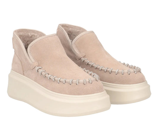 Stivaletto Bergen in pelle con glitter color beige “Tosca Blu”