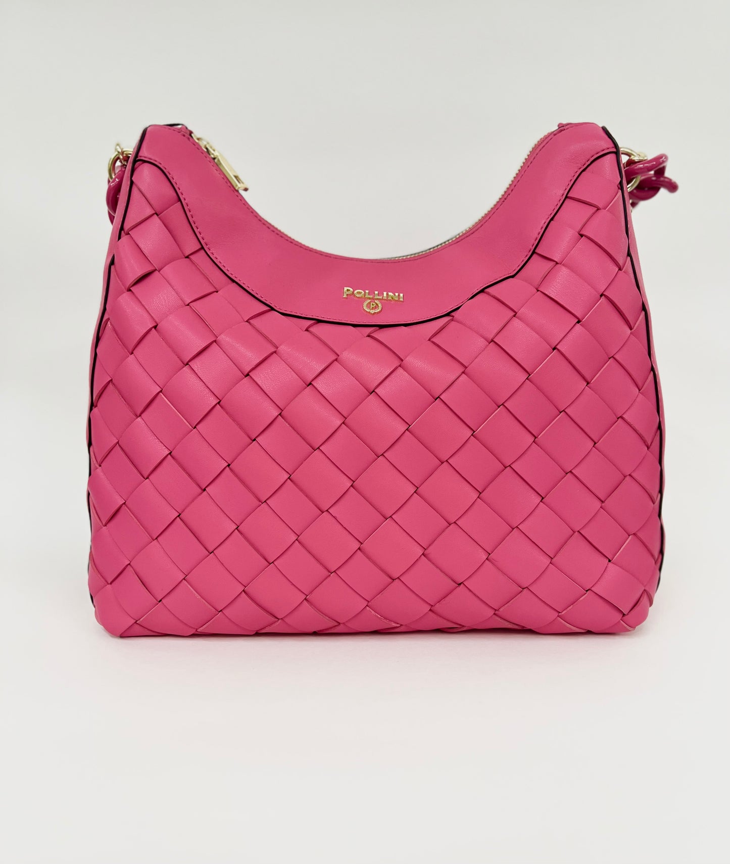 Borsa a spalla in pelle soft fucsia “Pollini”