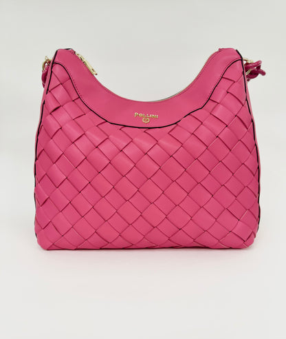 Borsa a spalla in pelle soft fucsia “Pollini”