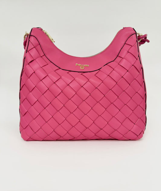 Borsa a spalla in pelle soft fucsia “Pollini”