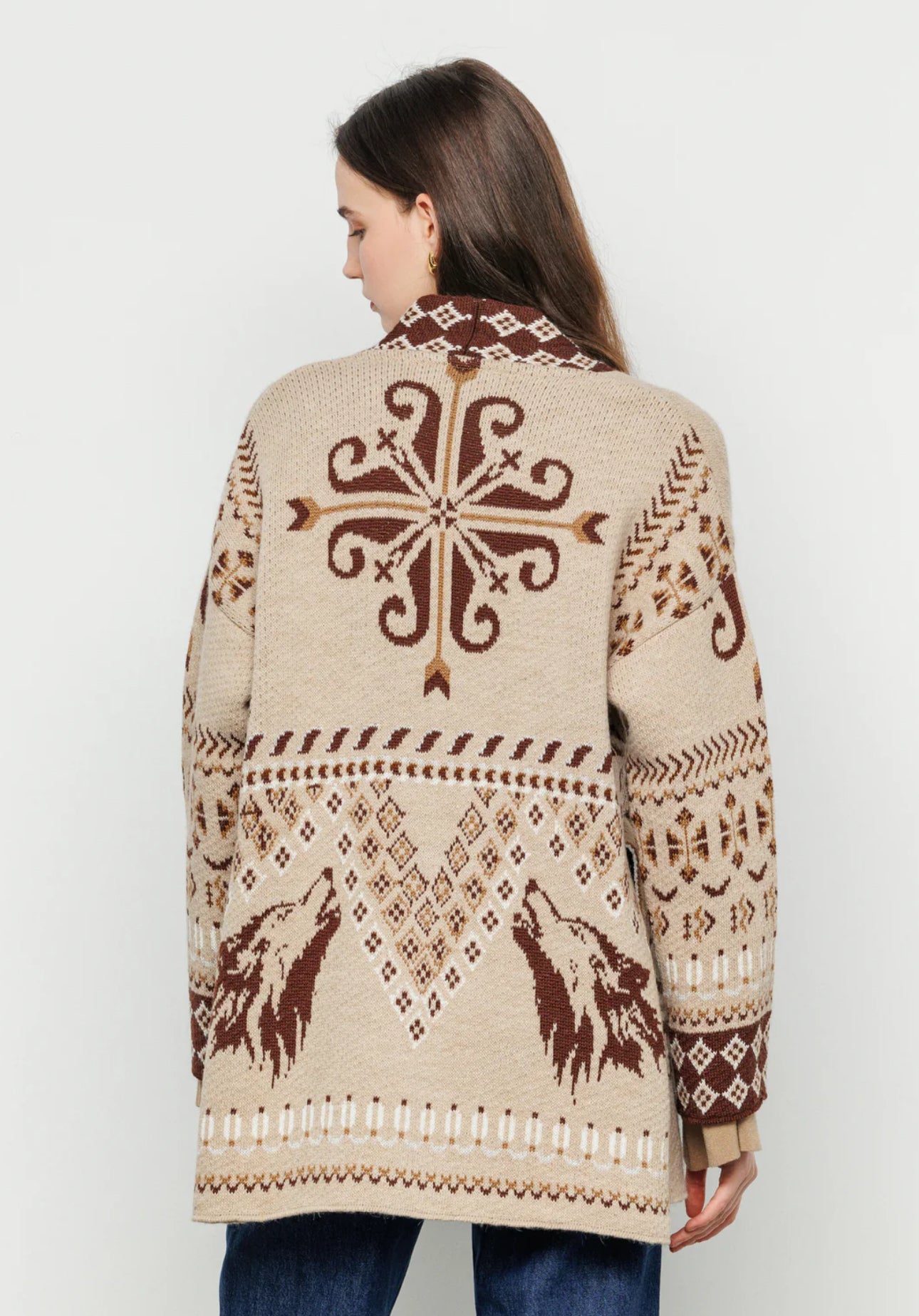Cardigan in jacquard con cintura “Akep”