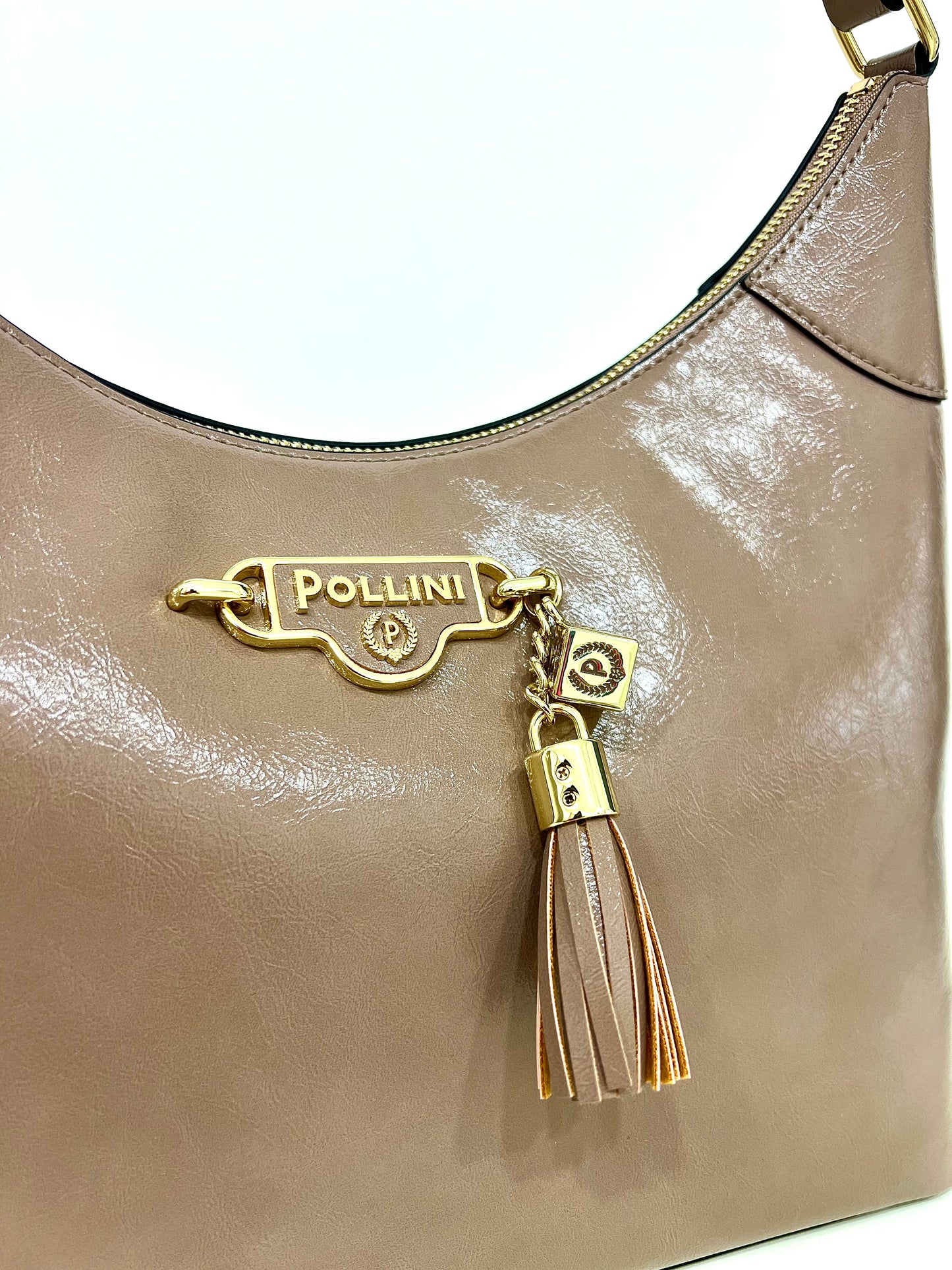 Borsa a spalla lux grained nude “Pollini”