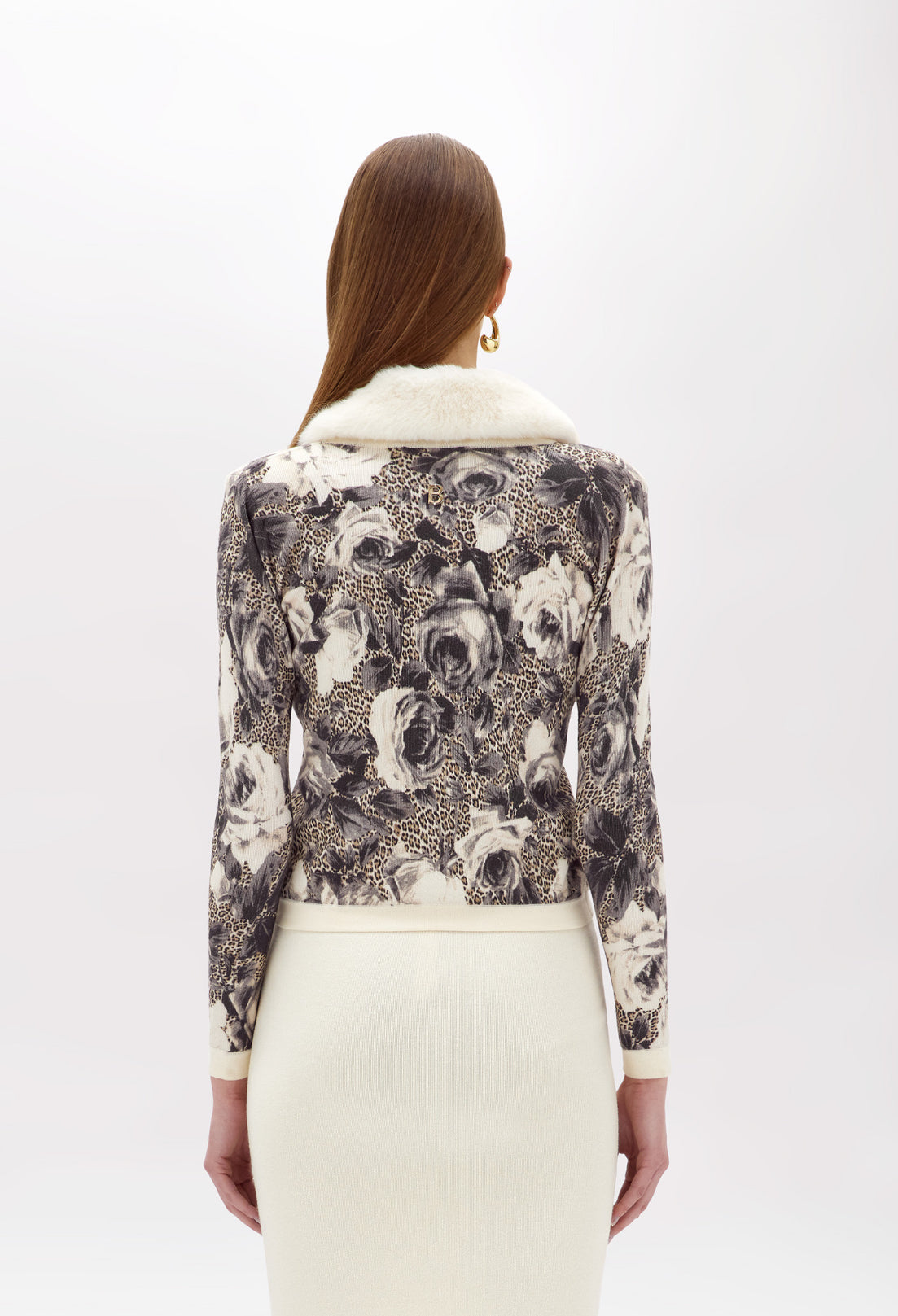 Cardigan stampato con collo in faux fur “Blugirl”