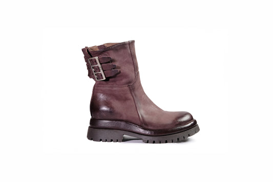 Stivaletto in pelle bordeaux e zip “A.S.98”