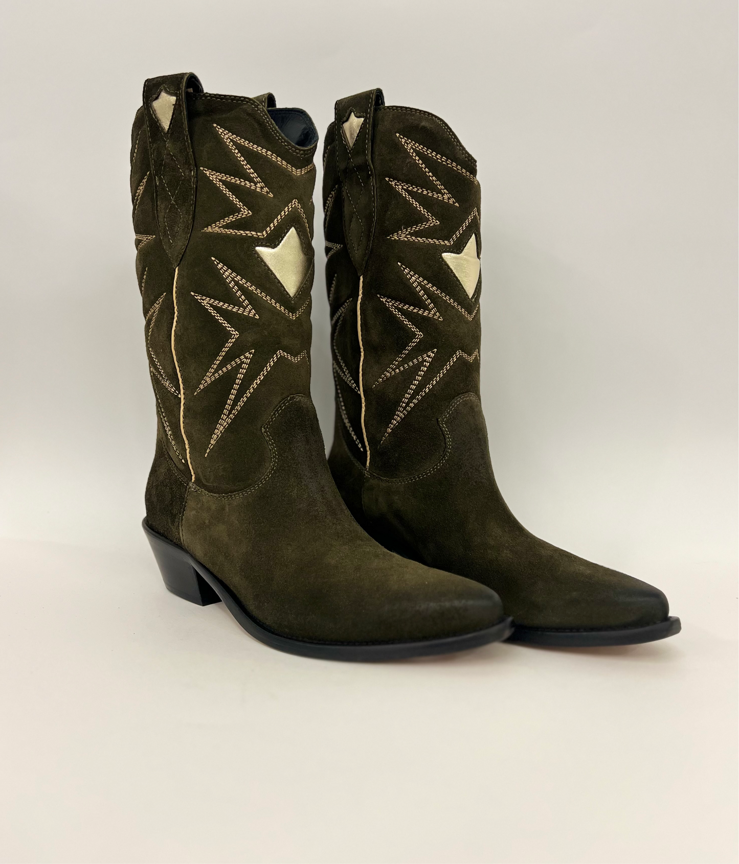 Stivaletti da cowboy in crosta verdone <Poesie Veneziane>