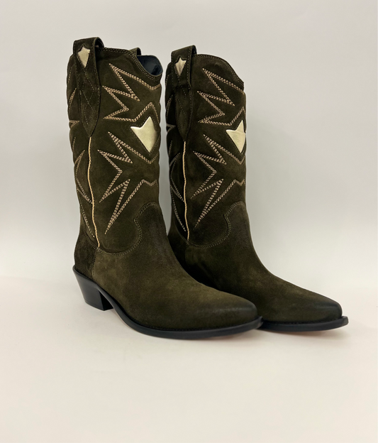 Stivaletti da cowboy in crosta verdone <Poesie Veneziane>