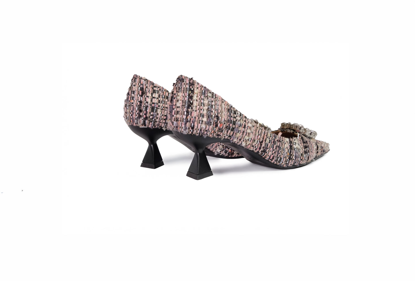 Décolleté Ivan in tweed clady rose con applicazione gioiello “Roberto Festa”