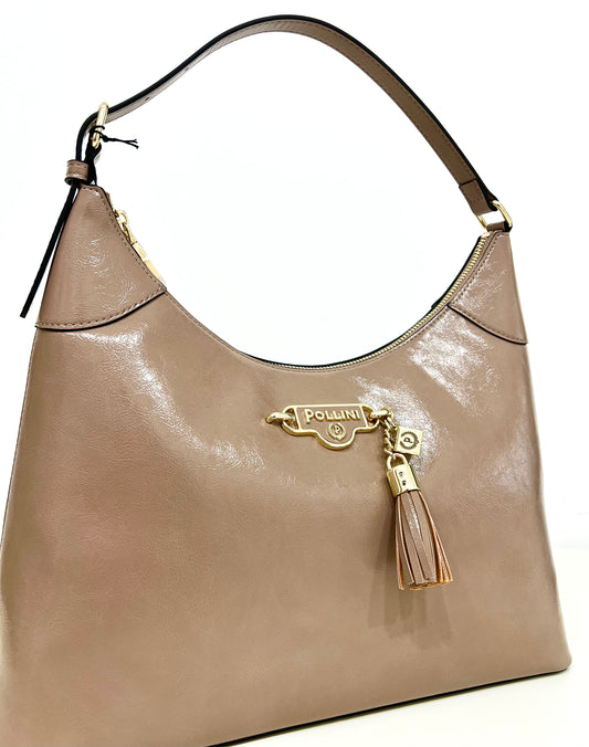 Borsa a spalla lux grained nude “Pollini”