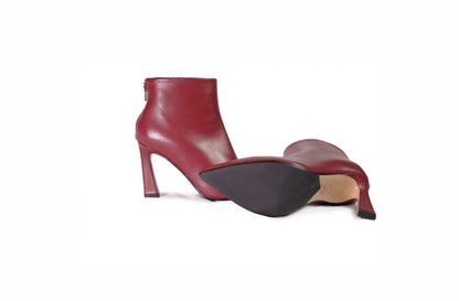 Stivaletto in pelle con tacco alto bordeaux “Anna F.”