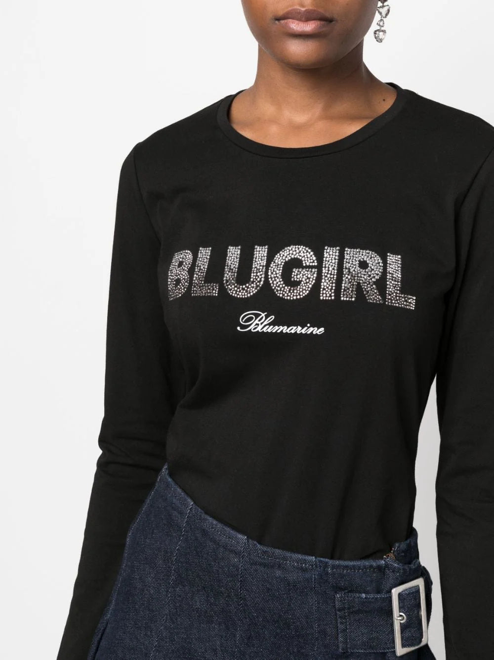 T-shirt nera manica lunga “Blugirl”