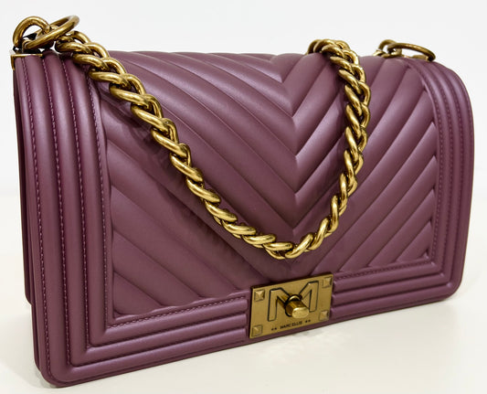 Flat-bag dark mauve/light ottone “Marc Ellis”