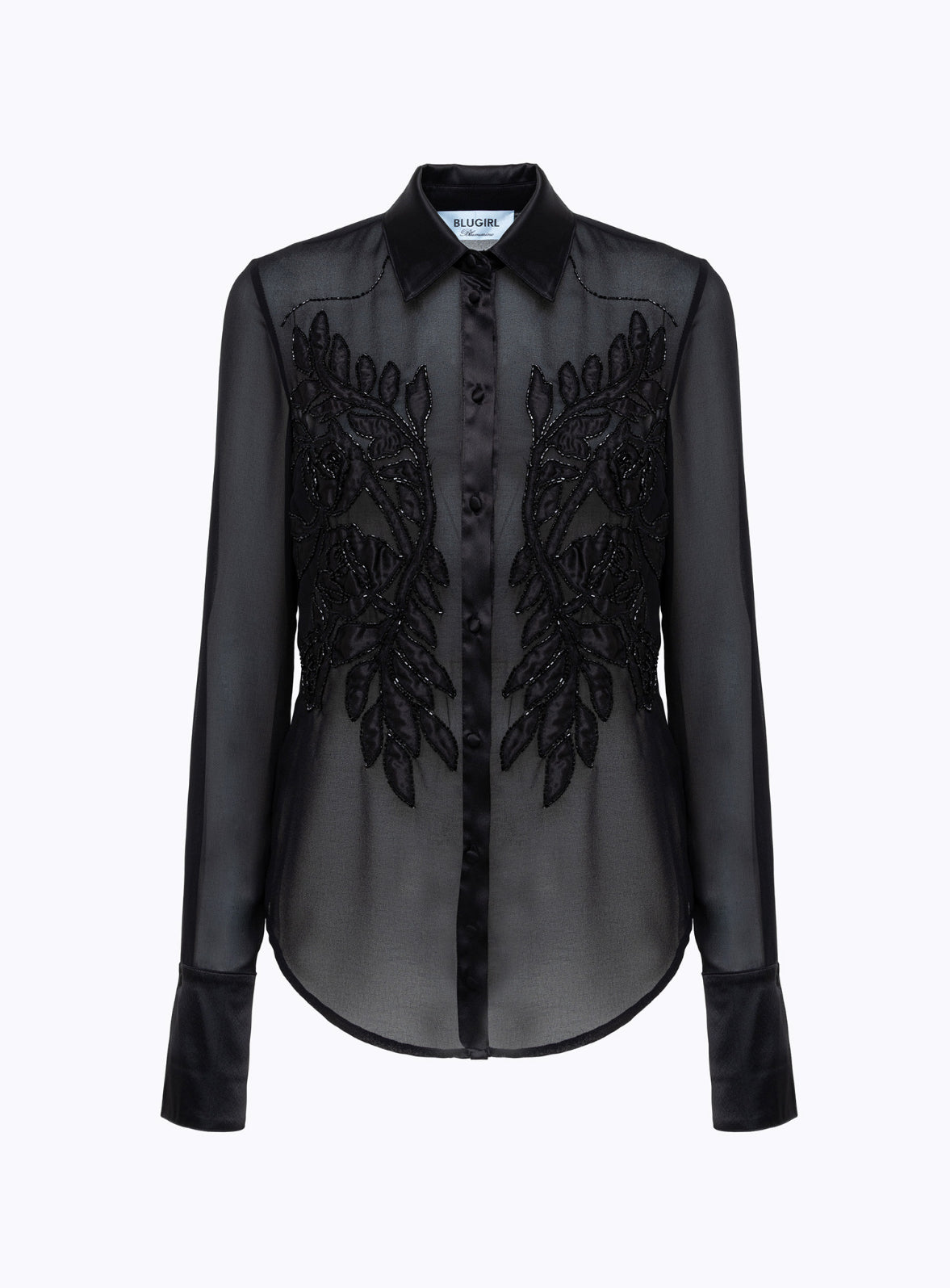 Camicia slim in georgette con ricamo “Blugirl”