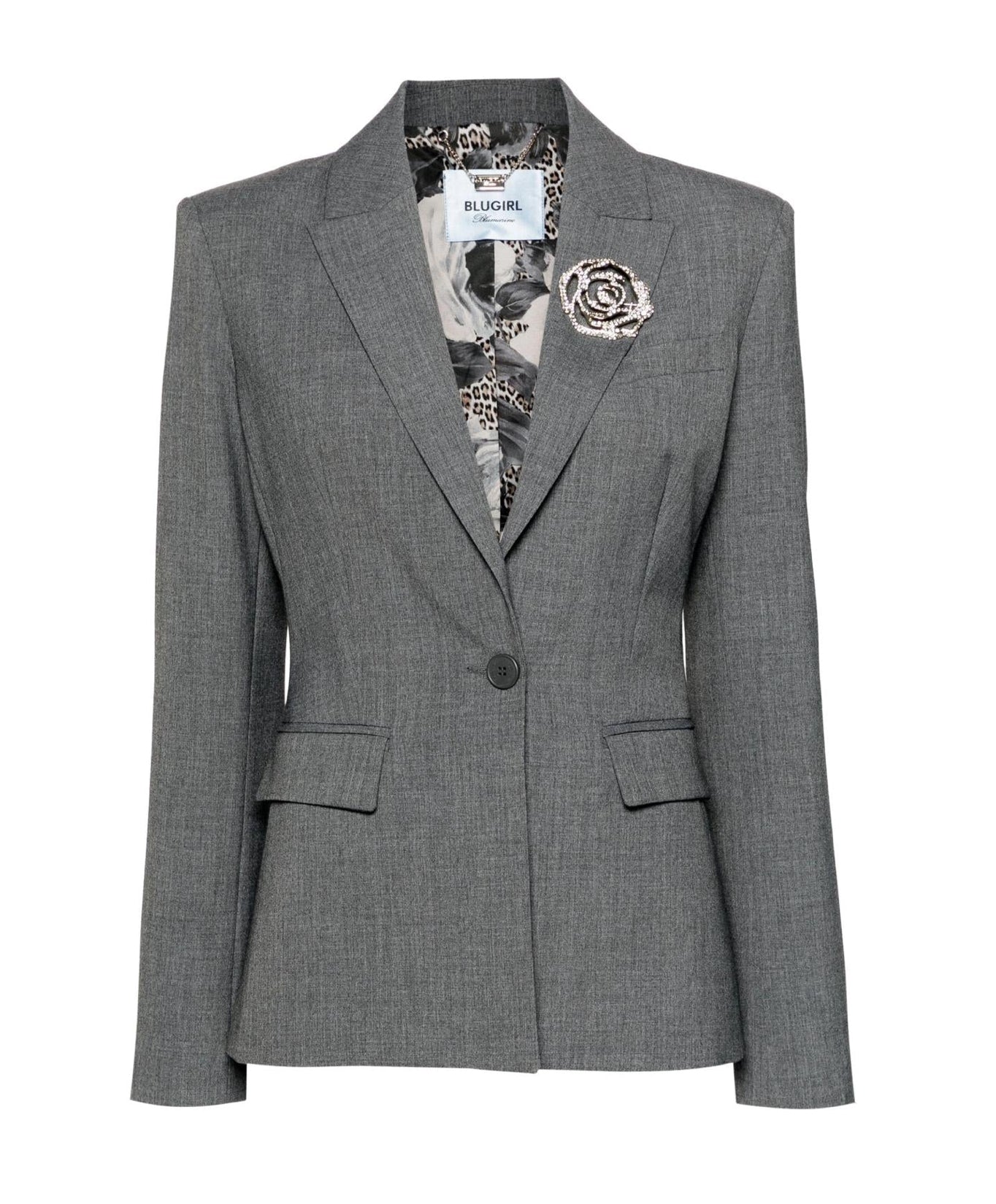Giacca grigio mélange con rosa di strass “Blugirl”