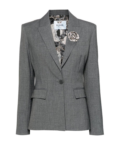 Giacca grigio mélange con rosa di strass “Blugirl”