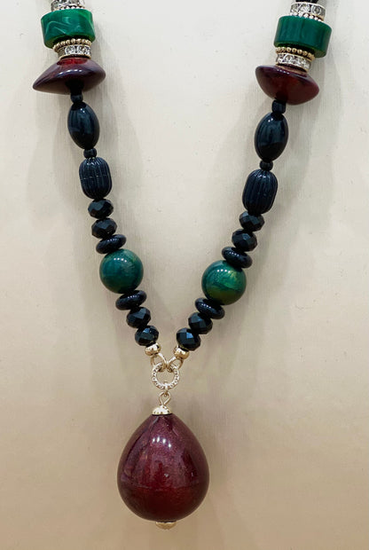 Collana con boule e pendente multicolor modello Capua “Sodini”