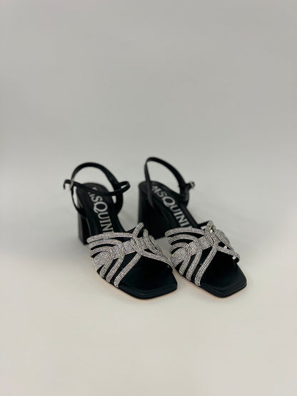 Sandali in nappa nero e strass “Pasquini”