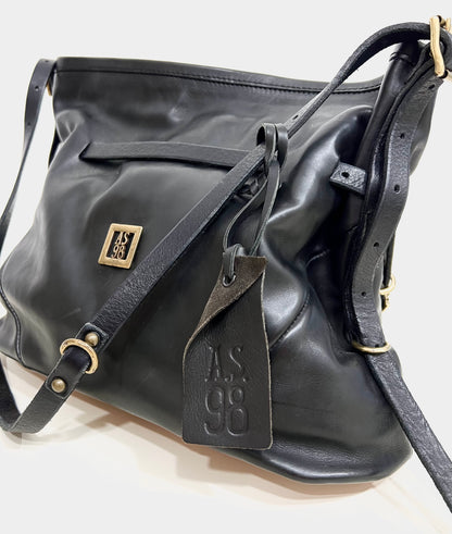 Borsa a tracolla in pelle nera “A.S.98”