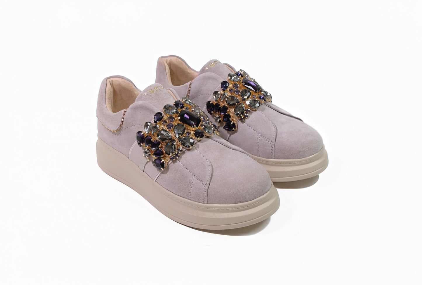 Sneakers Juliette in pelle scamosciata color malva “Tosca Blu”