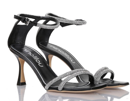 Sandalo Biba in nappa nero e strass “Ninalilou”