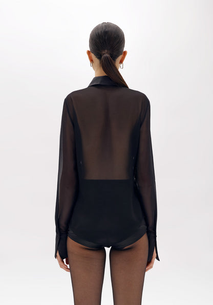 Camicia slim in georgette con ricamo “Blugirl”
