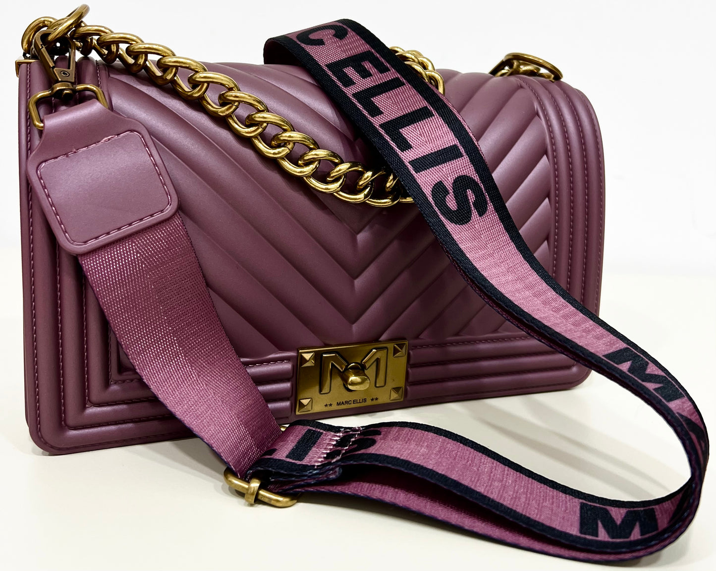 Flat-bag dark mauve/light ottone “Marc Ellis”