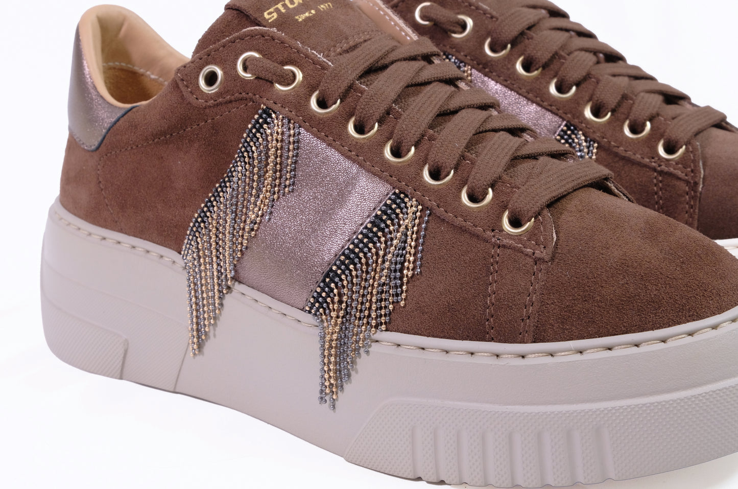 Sneakers in camoscio chocolate “Stokton”