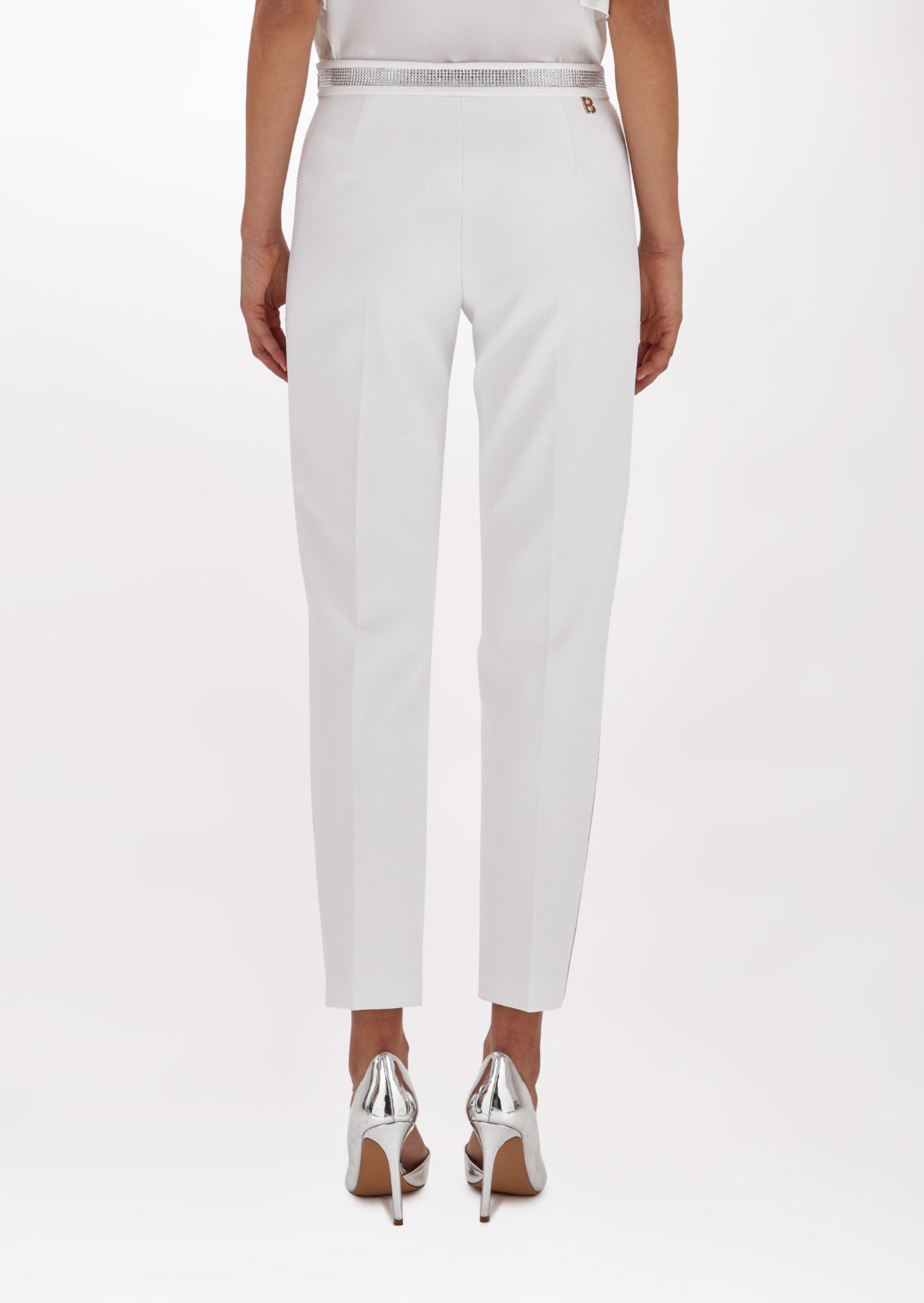 Pantaloni a sigaretta in crêpe stretch e strass “Blugirl”