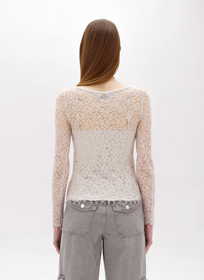 Maglia in punto pizzo con ricamo “Blugirl”