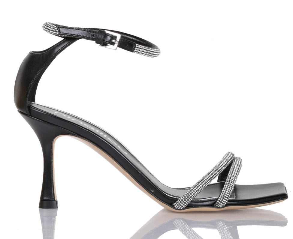 Sandalo Biba in nappa nero e strass “Ninalilou”