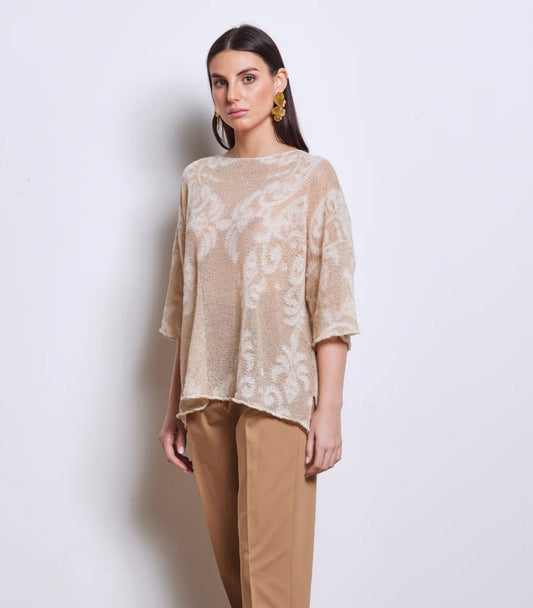 Maglia scatola fantasia damascata ton sur ton “Akep”