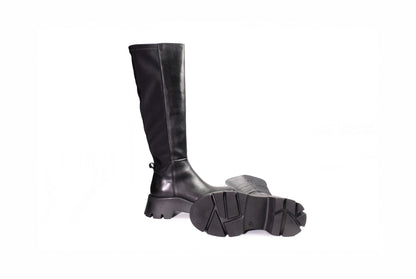 Stivale in pelle nera con zip “Bruno Premi”
