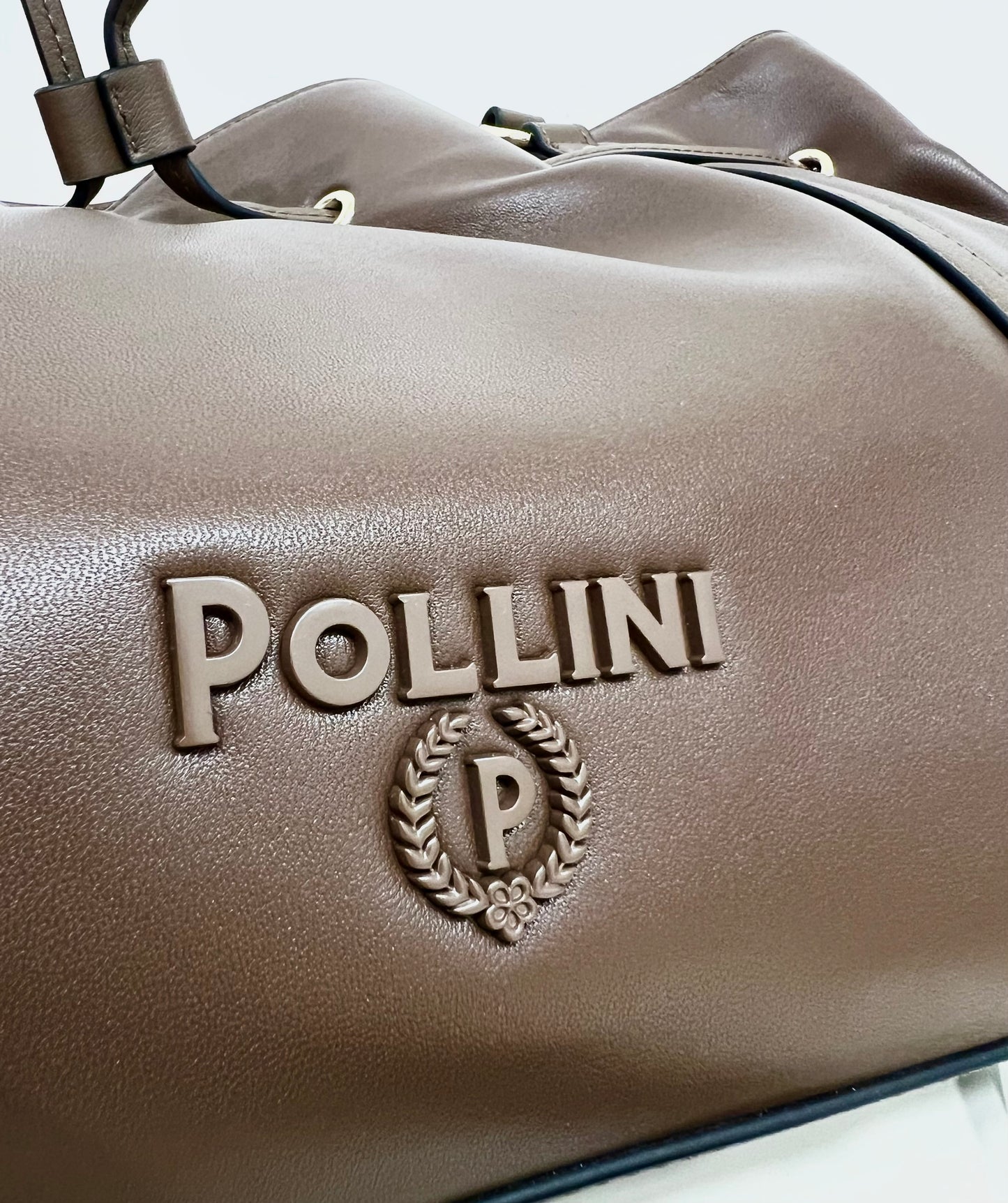 Borsa doppio manico in nappa marrone “Pollini”