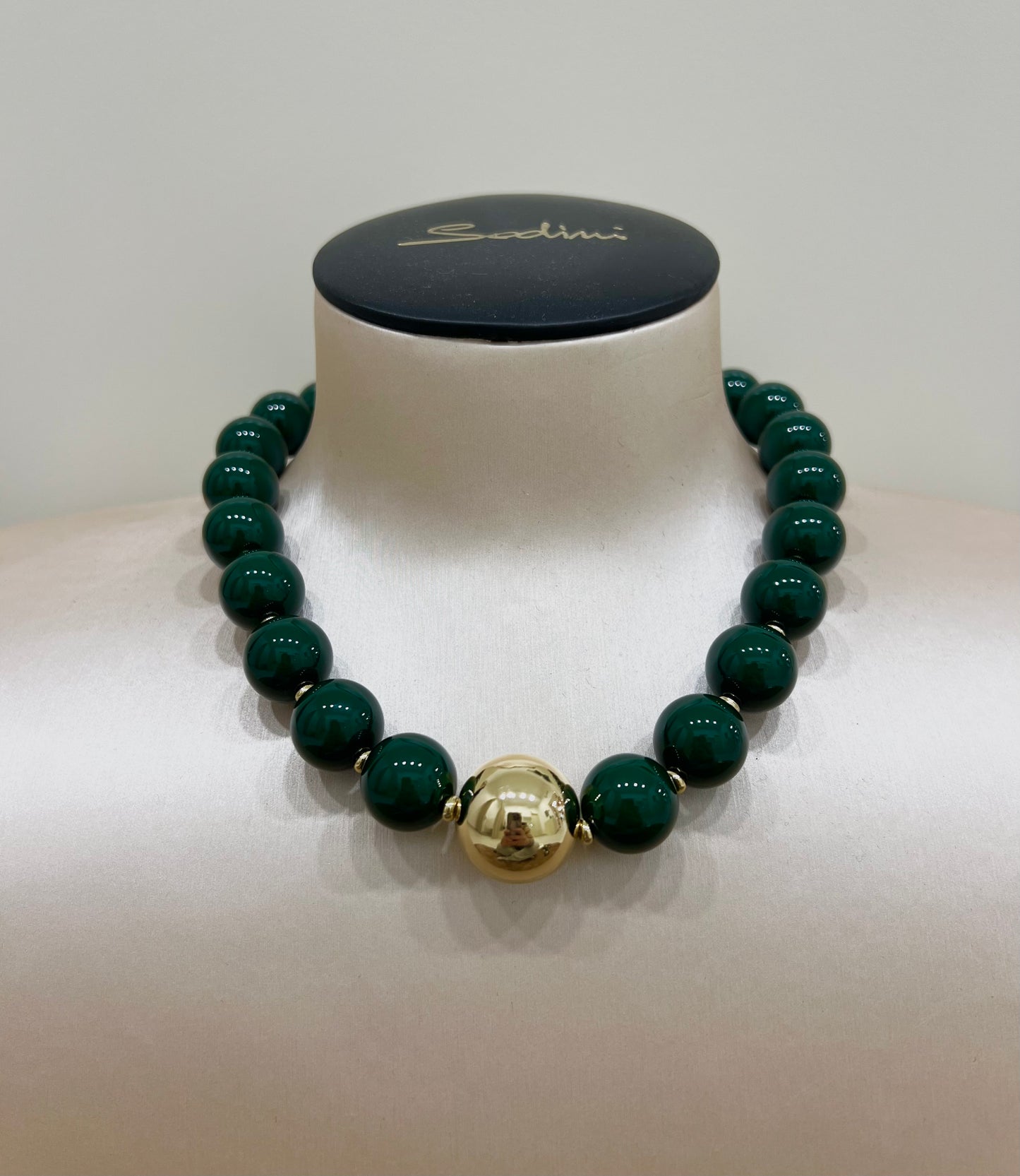Collana corta a boule grandi tribeca verde “Sodini”