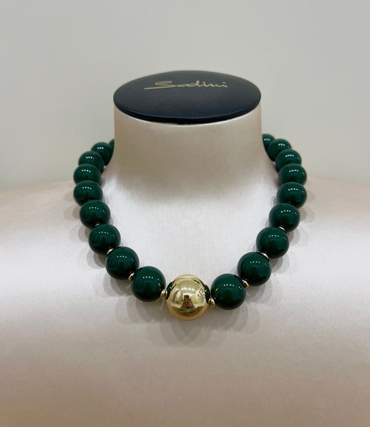 Collana corta a boule grandi tribeca verde “Sodini”
