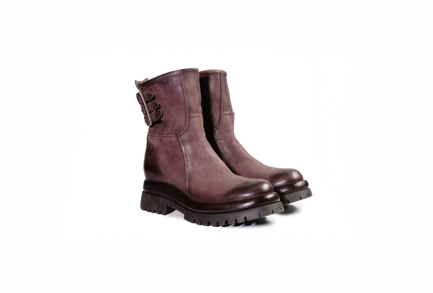 Stivaletto in pelle bordeaux e zip “A.S.98”