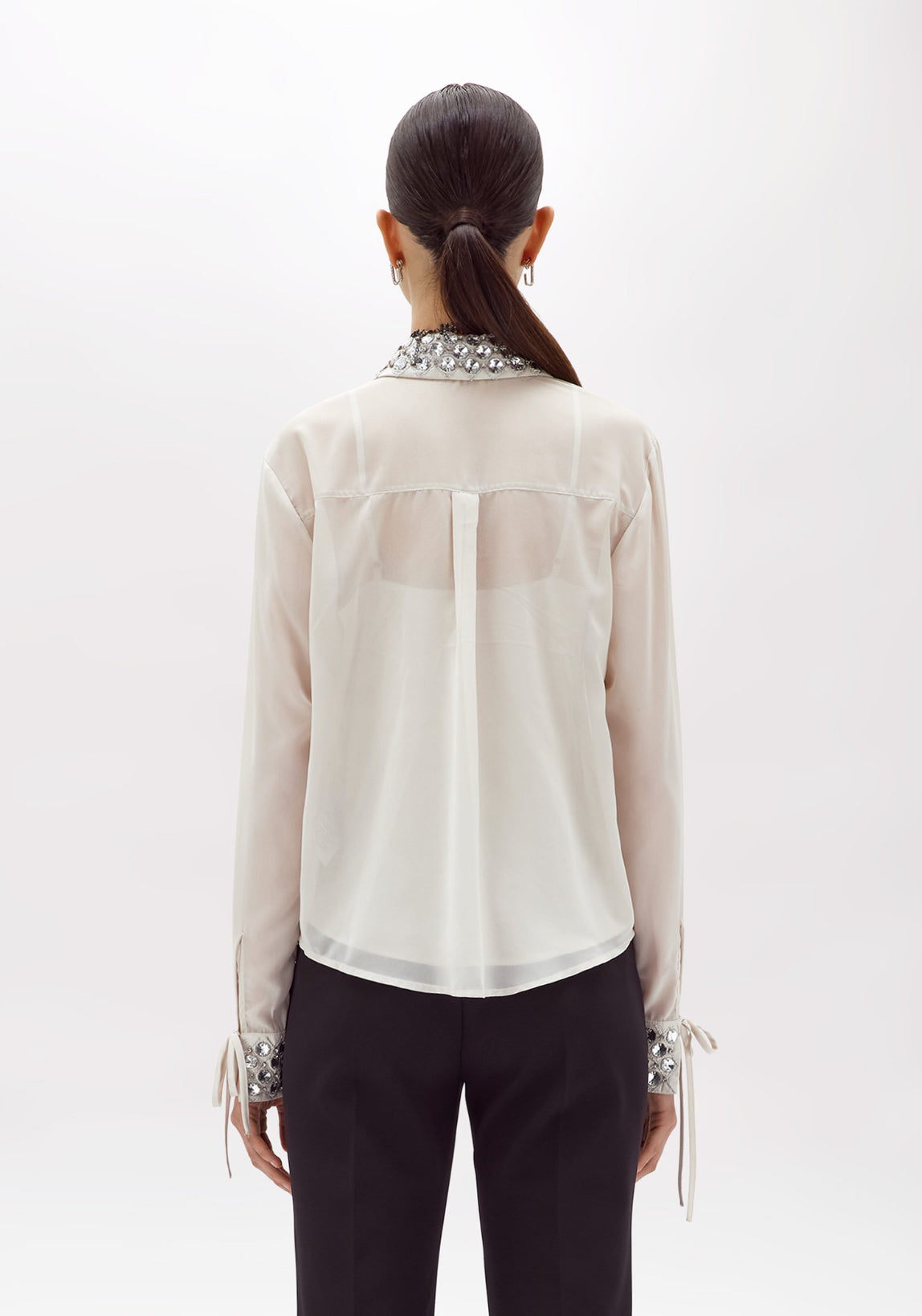 Camicia in georgette con dettagli gioiello “Blugirl”