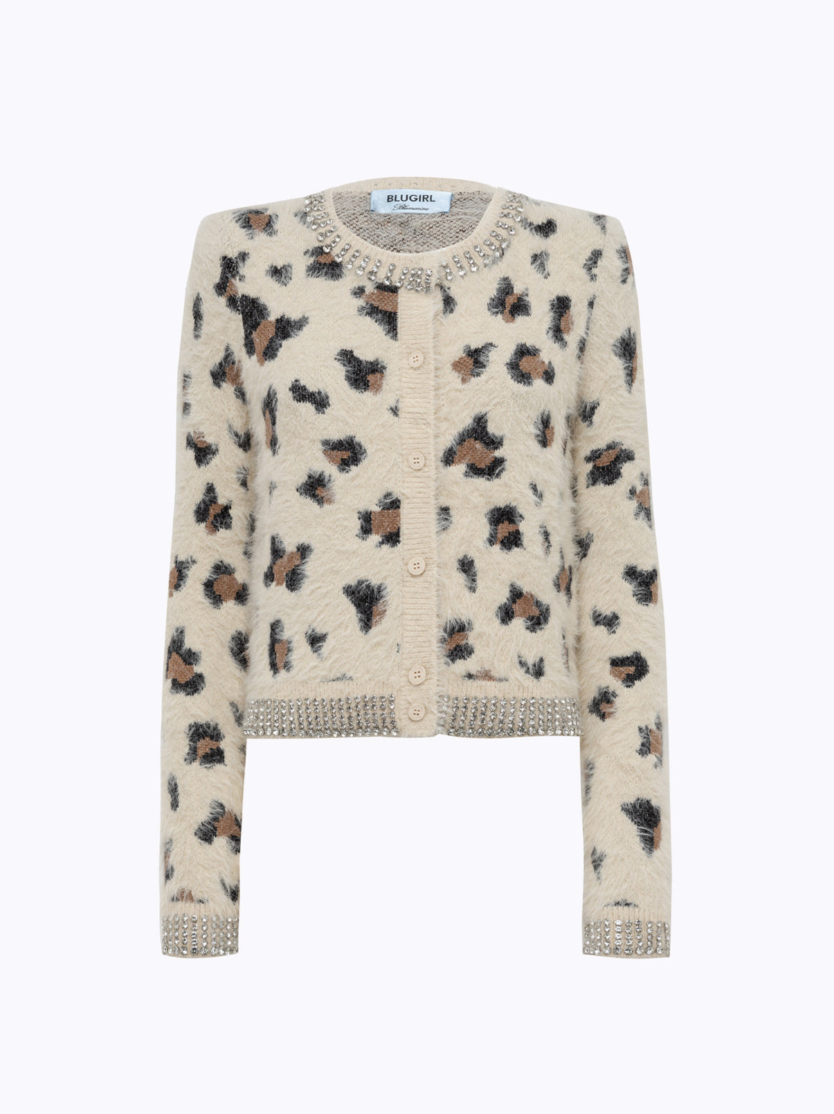 Cardigan jacquard animalier con strass “Blugirl”
