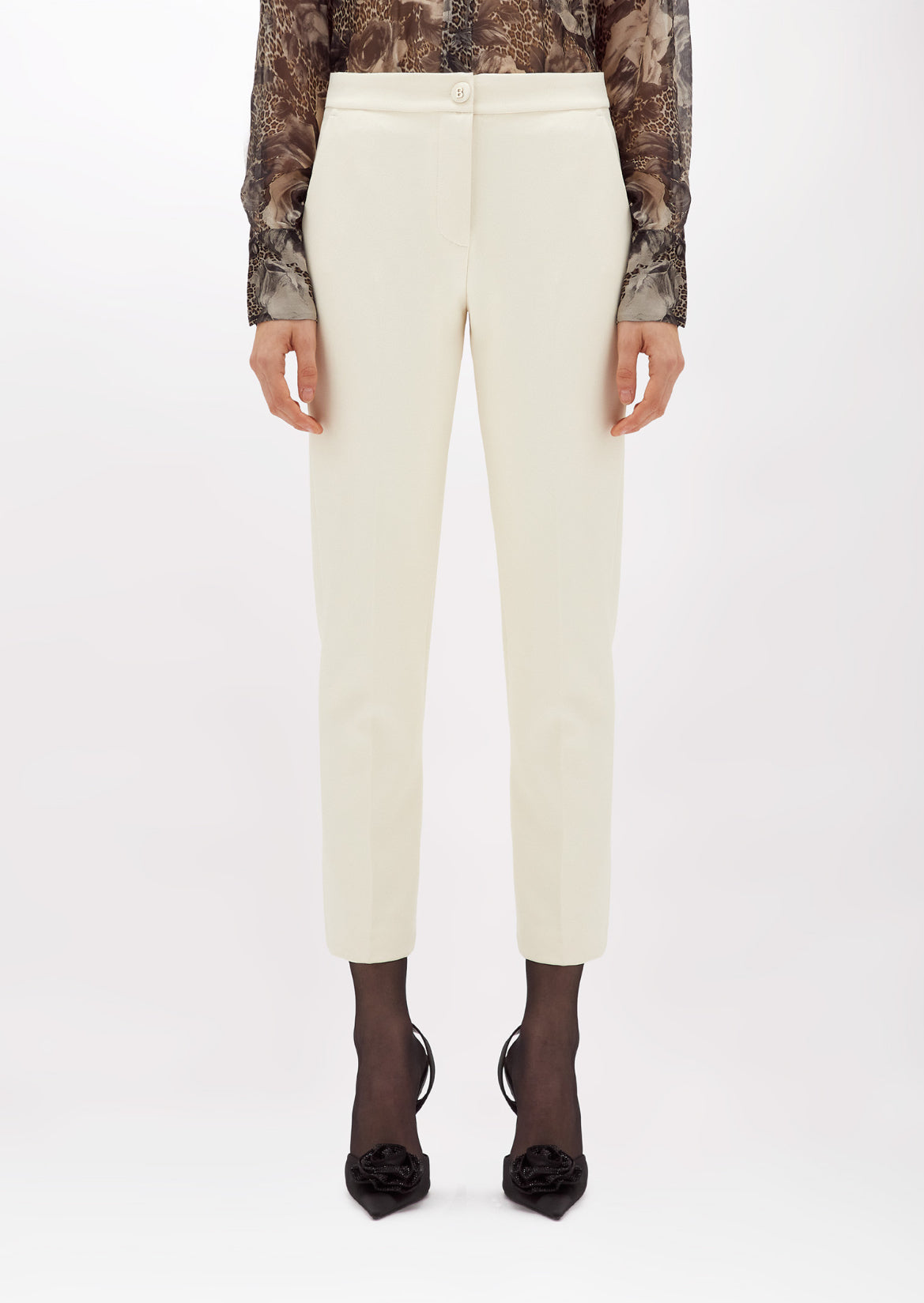 Pantaloni in stretch crêpe panna “Blugirl”