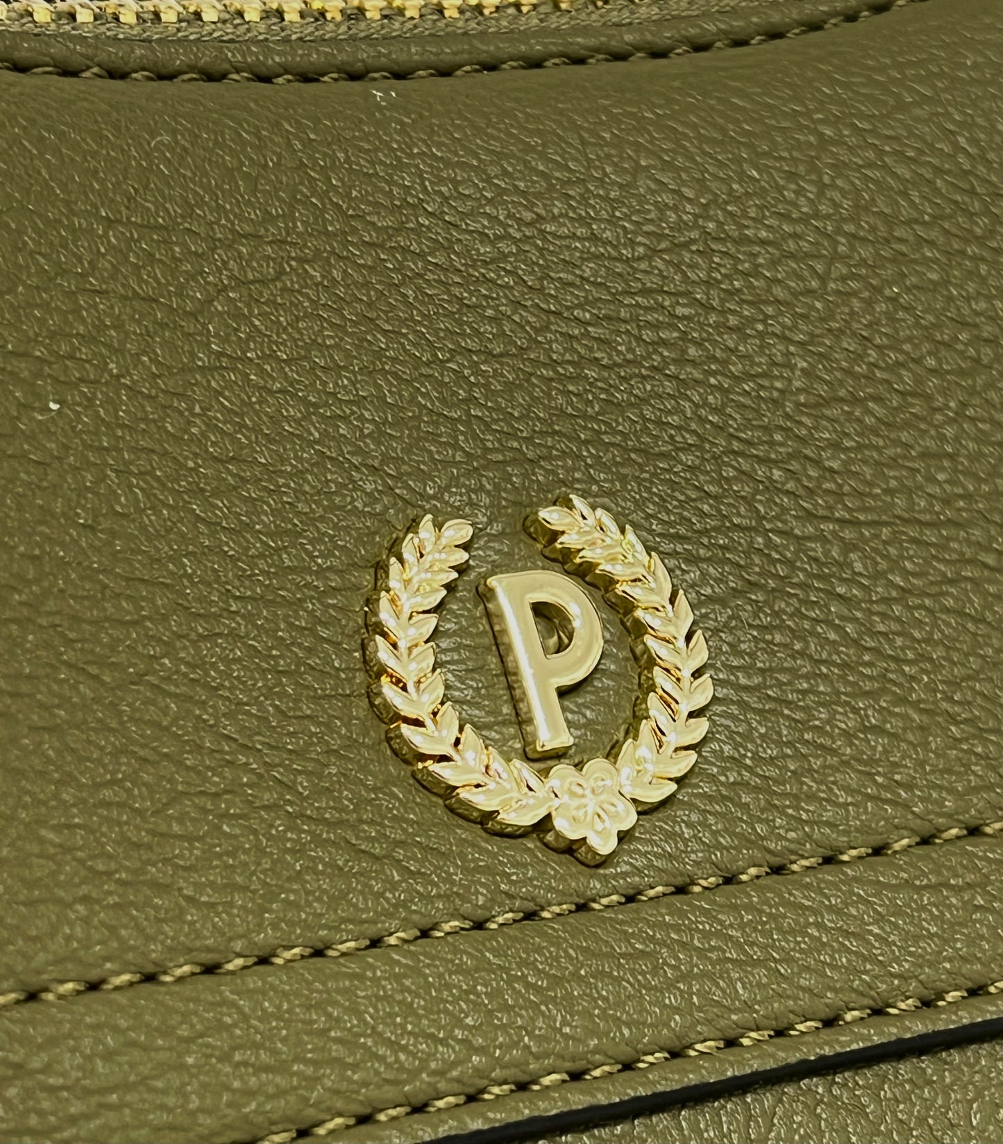 Borsa doppio manico zipper oliva “Pollini”