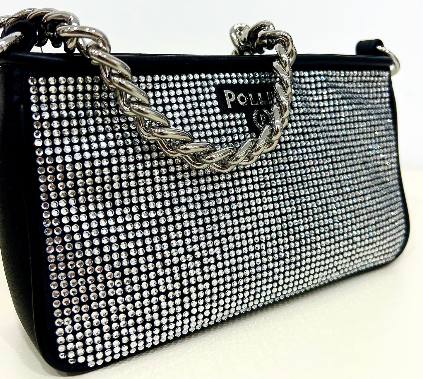 Pochette in strass nera “Pollini”
