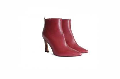 Stivaletto in pelle con tacco alto bordeaux “Anna F.”