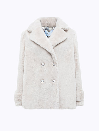 Cappotto corto in faux fur con spilla “Blugirl”