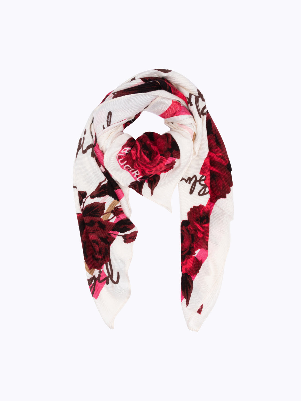 Foulard con stampa logo e rose “Blugirl”