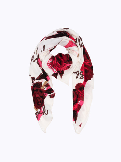 Foulard con stampa logo e rose “Blugirl”