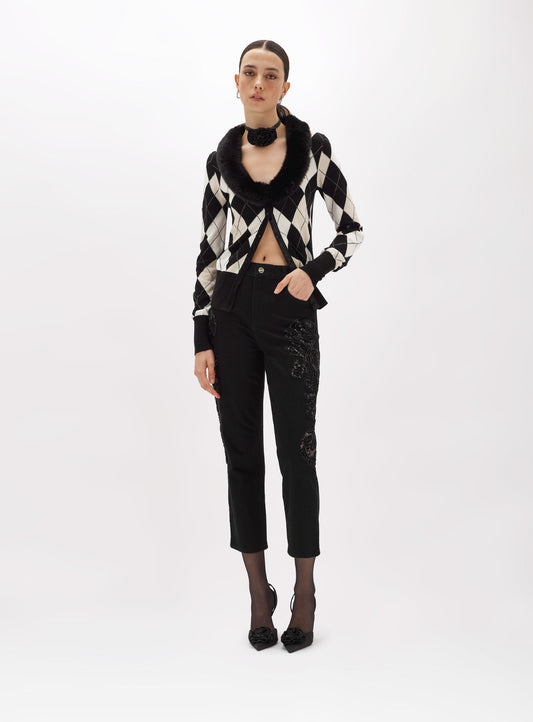 Jeans in black denim con ricamo “Blugirl”