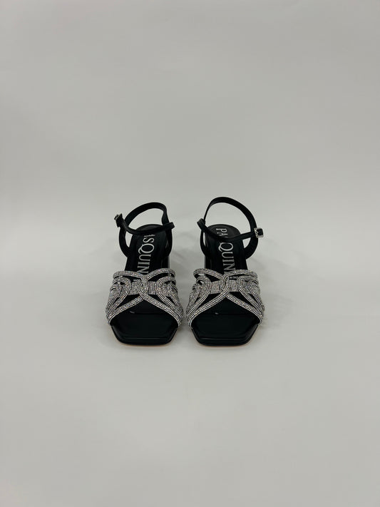 Sandali in nappa nero e strass “Pasquini”