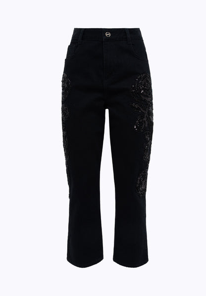 Jeans in black denim con ricamo “Blugirl”