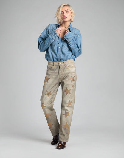 Jeans beige boyfriend fit “Rossano Perini”