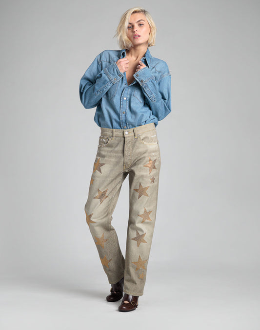 Jeans beige boyfriend fit “Rossano Perini”