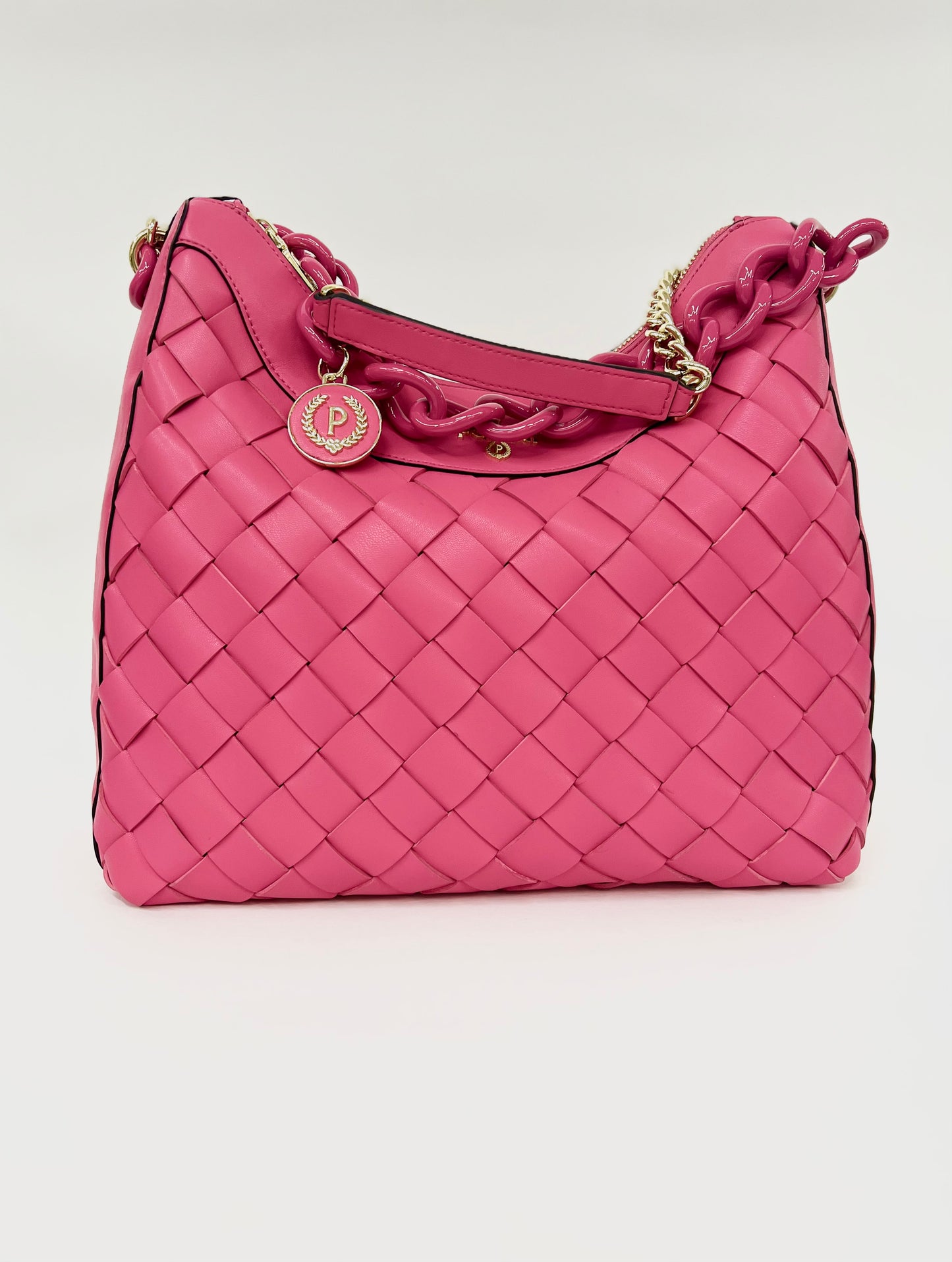 Borsa a spalla in pelle soft fucsia “Pollini”
